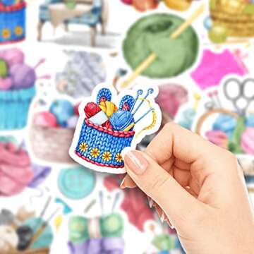 Waterproof Knitting Stickers - 20 Pack for Creative Projects