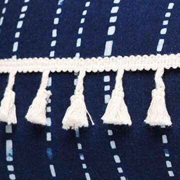 Flber Decorative Pillows Throw Pillow Tassel Sham Couch Pillowcase Cushion Covers, 12"X27" (Indigo)