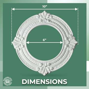 Renovators Supply Manufacturing Recessed Lighting Trim 10 in. Wide White Polyurethane Ornate Recessed Ceiling Light Trims Pack of 3