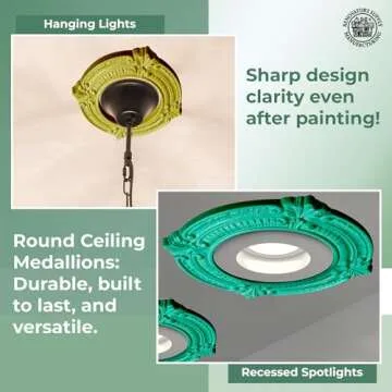 Renovators Supply Manufacturing Recessed Lighting Trim 10 in. Wide White Polyurethane Ornate Recessed Ceiling Light Trims Pack of 3