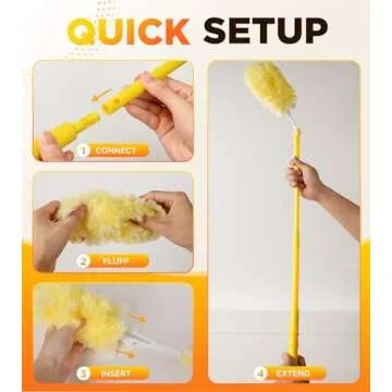 Heavy Duty Duster Refill Kit for Swiffer Duster with 3 ft Extension Pole & 20 Count Refills, 4X Microfibers Multisurface Dusters for Cleaning Home, Celling Fan, Blinds, Vent & Shelves