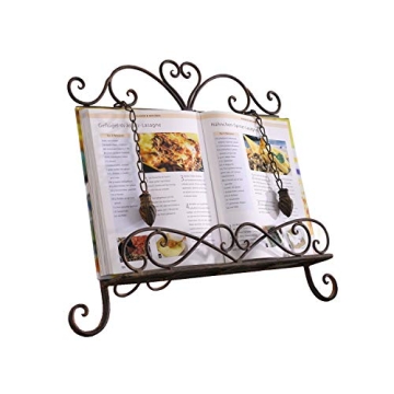 Antique Metal Kitchen Cookbook Display Stand, Recipe Book and iPad Holder, Cookery Book Easel with W...