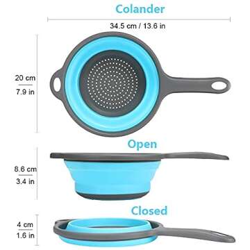 Ultimate Kitchen Foldable Silicone Strainer Colanders for Space-Saving Efficiency