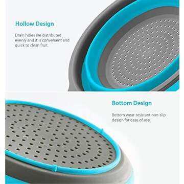 Top Kitchen Foldable Silicone Strainer Colanders for Easy Draining