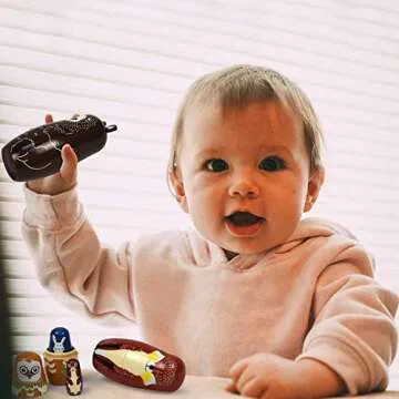 GRPSKCOS Russian Nesting Dolls Animal Bear Matryoshka Dolls Cute Handmade Wooden Toys Set of 5 for Kids（01 Bear）