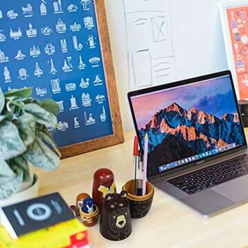 GRPSKCOS Russian Nesting Dolls Animal Bear Matryoshka Dolls Cute Handmade Wooden Toys Set of 5 for Kids（01 Bear）