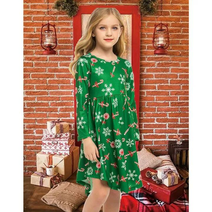 Arshiner Floral Long Sleeve Dress for Girls