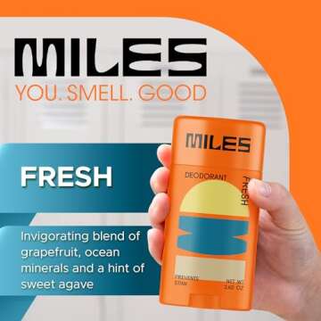 Miles Kids Deodorant for Boys and Girls - Aluminum Free Deodorant for Kids and Teens, Natural, Hypoallergenic, Made in USA - Fresh Scent, 1-Pack