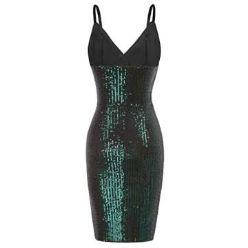Women Sexy Cocktail Dress Formal Sequin Glitter Night Party Mini Dress Green L