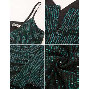 Women Sexy Cocktail Dress Formal Sequin Glitter Night Party Mini Dress Green L