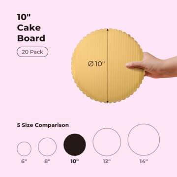 Fit Meal Prep 20 Pack Cake Boards, 10 Inch Round Gold Cake Circles, Disposable Pizza Circles Cake Pa...