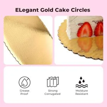 Fit Meal Prep 20 Pack Cake Boards, 10 Inch Round Gold Cake Circles, Disposable Pizza Circles Cake Pan Base Stand for Desserts and Pastries, Greaseproof Cardboard Cake Rounds for Cake DIY, Birthday