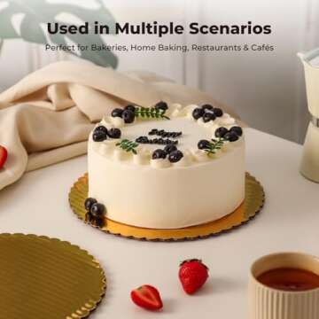 Fit Meal Prep 20 Pack Cake Boards, 10 Inch Round Gold Cake Circles, Disposable Pizza Circles Cake Pan Base Stand for Desserts and Pastries, Greaseproof Cardboard Cake Rounds for Cake DIY, Birthday
