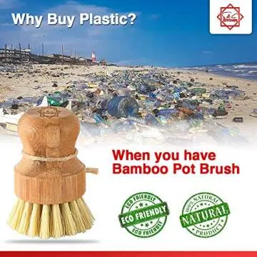Eco-Friendly Bamboo Dish Scrub Brush with Holder