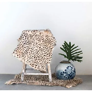 Creative Co-Op Leopard Print Goat Fur Rug - Chic Accent