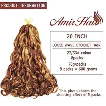 Amir Hair 8 packs French Curly Braiding Hair 20 Inch Loose Wave Braiding Hair Pre Stretched Syntheti...