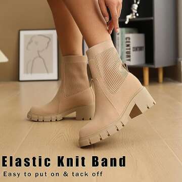 YULVSHOE Women's Comfortable Lace Up Vegan Chelsea Boots