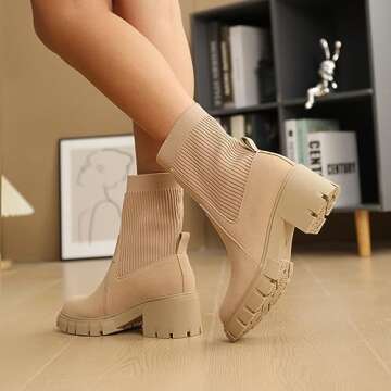 YULVSHOE Women's Comfortable Lace Up Vegan Chelsea Boots