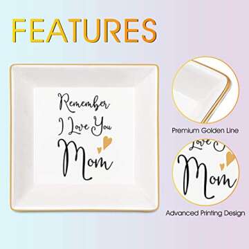 Moyeno Jewelry Dishes for Women, Birthday Gift for Mom, Ring Dish Holder, Trinket Dish Ring Tray for Jewelry, Small Jewelry Dish Tray, Jewelry Plate Trinket Tray, Friendship Gift for Women - Mom