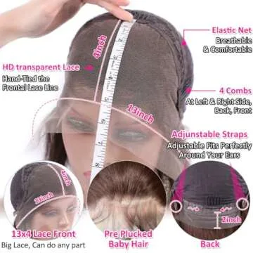 Hermosa 13x4 Chocolate Brown Lace Front Wigs Human Hair with Baby Hair 180 Density Straight Lace Frontal Human Hair Wigs Pre Plucked Hairline 4# Brown Wig 26 Inch