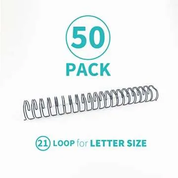 Binditek 50 Pack Double Loop Wire Binding Spines 5/8 Inch