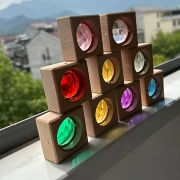 KOAICS 16PCS Acrylic Wooden Gem Blocks for Kids Creativity