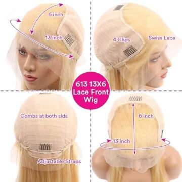 613 Lace Front Wig Human Hair 13x6 Transparent Lace Front Wigs Straight Blonde Lace Front Wigs Human Hair 150% Density 613 HD Lace Frontal Wig Human Hair Pre Plucked With Baby For Black Women (20 inch