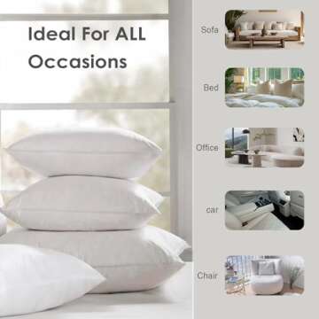 TOPGREEN Feathers Down Pillow Inserts 18 x 18, Square Organic Pillow Insert for Bed, Sofa, and Couch | 100% Cotton Shell, Soft Medium Decorative Pillow Insert Set of 2 (White)