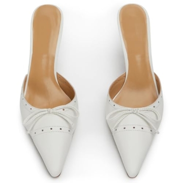 VOLEECE Women's Stylish Bow Tie Heeled Mules