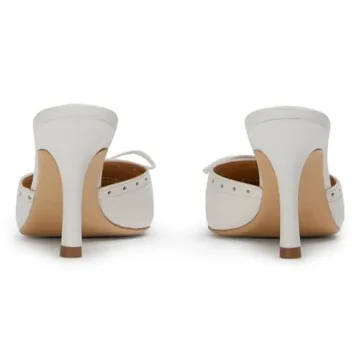 VOLEECE Women's Stylish Bow Tie Heeled Mules