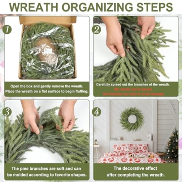 Artgar 26 Inch Real Touch Pine Christmas Wreath for Home Decor
