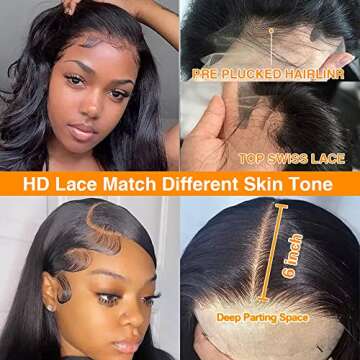 Dixtefo 13x6 HD Glueless Straight Lace Front Wigs Human Hair Transparent Lace Frontal Wigs 220% Dens...