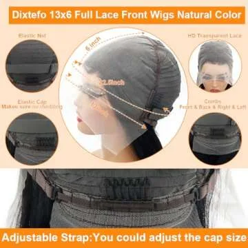 Dixtefo 13x6 HD Glueless Straight Lace Front Wigs Human Hair Transparent Lace Frontal Wigs 220% Density Brazilian Virgin Human Hair Wigs for Women Pre Plucked with Baby Hair Natural Color 28 Inch