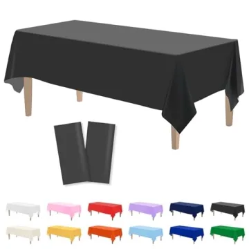 Kopokita 2PCS Black Plastic Tablecloths 54 x 108 Inch, Disposable Table Cloths Rectangle Party Table...