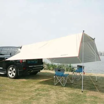 REDCAMP Waterproof Car Awning Sun Shelter, Portable Auto Canopy Camper Trailer Sun Shade for Camping, SUV, Outdoor, Beach Beige