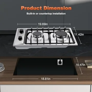 Eascookchef 2 Burner Stainless Steel Gas Cooktop