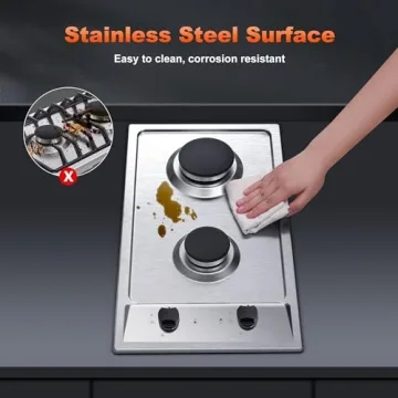 Eascookchef 2 Burner Stainless Steel Gas Cooktop
