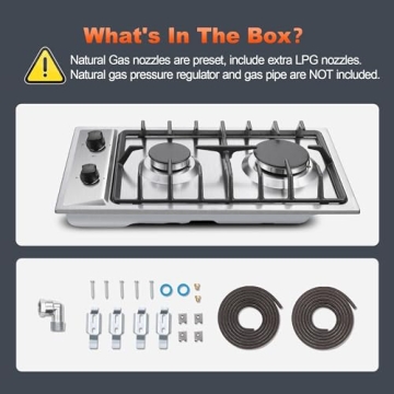 Eascookchef 2 Burner Stainless Steel Gas Cooktop