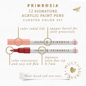 Primrosia 12 Signature Acrylic Paint Pens for Art Rak