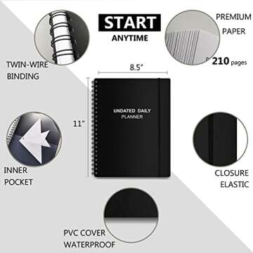 Undated Daily Planner - Undated Planner with Hourly Schedules, Action Items and Follow-up, A4 Daily ...