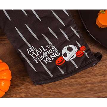 Disney The Nightmare Before Christmas Jack Skellington Kitchen Oven Mitt Pot Holder | Thick Heat Resistant Gloves For Cooking, Baking, BBQ | Disney Kitchen Accessories, Housewarming Gifts