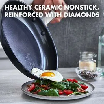 GreenPan Chatham Prime Midnight Hard Anodized Healthy Ceramic Nonstick, 15 Piece Cookware Pots and Pans Set, Saute, Saucepan, Steamer, Stockpot, Lids, PFAS-Free, Dishwasher & Oven Safe, Black