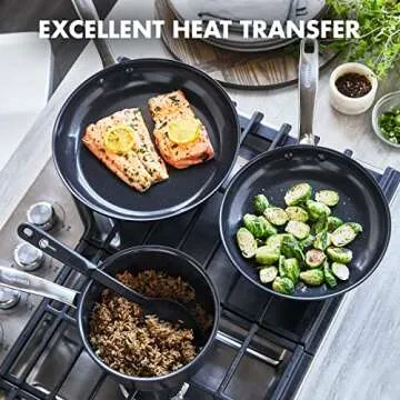 GreenPan Chatham Prime Midnight Hard Anodized Healthy Ceramic Nonstick, 15 Piece Cookware Pots and Pans Set, Saute, Saucepan, Steamer, Stockpot, Lids, PFAS-Free, Dishwasher & Oven Safe, Black