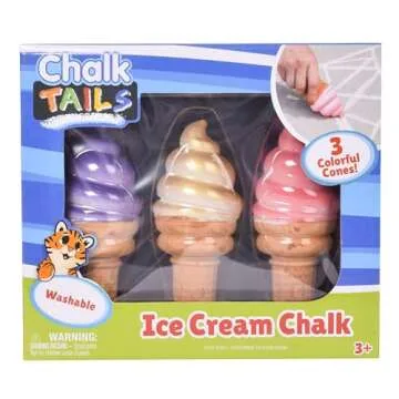 Sunny Days Entertainment, LLC. Ice Cream Chalk Set, 3 Piece Jumbo Sidewalk Chalk, Washable, Non-Toxic For Arts and Crafts for Kids Ages 3+