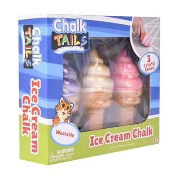 Sunny Days Entertainment, LLC. Ice Cream Chalk Set, 3 Piece Jumbo Sidewalk Chalk, Washable, Non-Toxic For Arts and Crafts for Kids Ages 3+