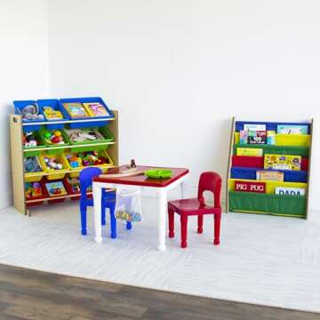 Humble Crew, Natural/Primary Kids' Toy Storage Organizer with 12 Plastic Bins, 34*35*15.5inch