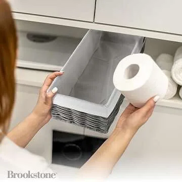 BROOKSTONE [2 PACK SET] Wicker Storage Basket, Boho Organization and Storage Container, Decorative Shelf Bin, Over the Toilet Paper Reserve, Suitable for Any Home Décor Style