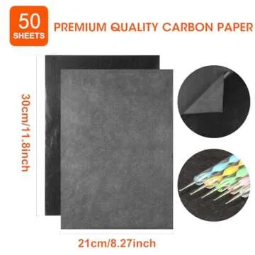 50 Sheets Carbon Paper Black Graphite Paper Transfer Tracing Paper and 5 Pieces Ball Embossing Stylu...