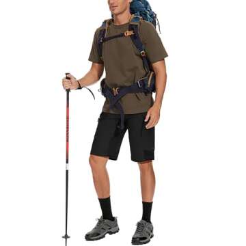 XKTTAC Men's Outdoor Quick Dry Lightweight Stretch Cargo Shorts for Hiking, Tactical, Casual, Fishing, Golf, Camping, Travel with 6 Pockets (Black, Large)