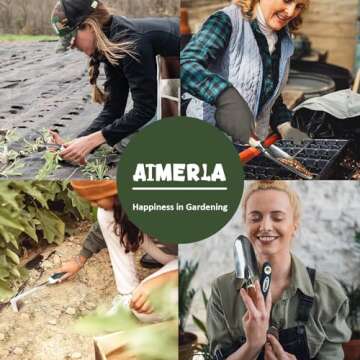 Aimerla Gardening Tools Set of 9 Heavy Duty Garden Tools with Non-Slip Rubber Grip with Large Garden Bag for Tools Durable Hand Tools for Gardening, Weeding,Gardening Gifts for Women,Men (Dark Green)